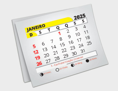 Bloco Calendário 2025 para Ímã 4x5 | 250 unidades