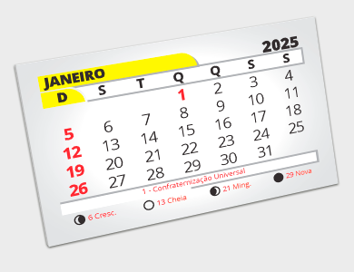 Bloco Calendário 2025 para Ímã 7x4 | 100 unidades