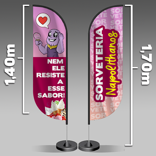 Wind Banner Modelo Pena Personalizado 170x47cm
