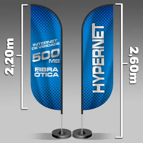 Wind Banner Modelo Pena Personalizado 260x70cm