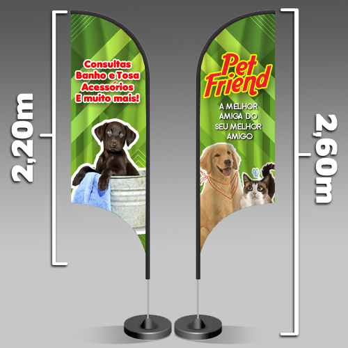 Wind Banner Modelo Vela Personalizado 260x70cm
